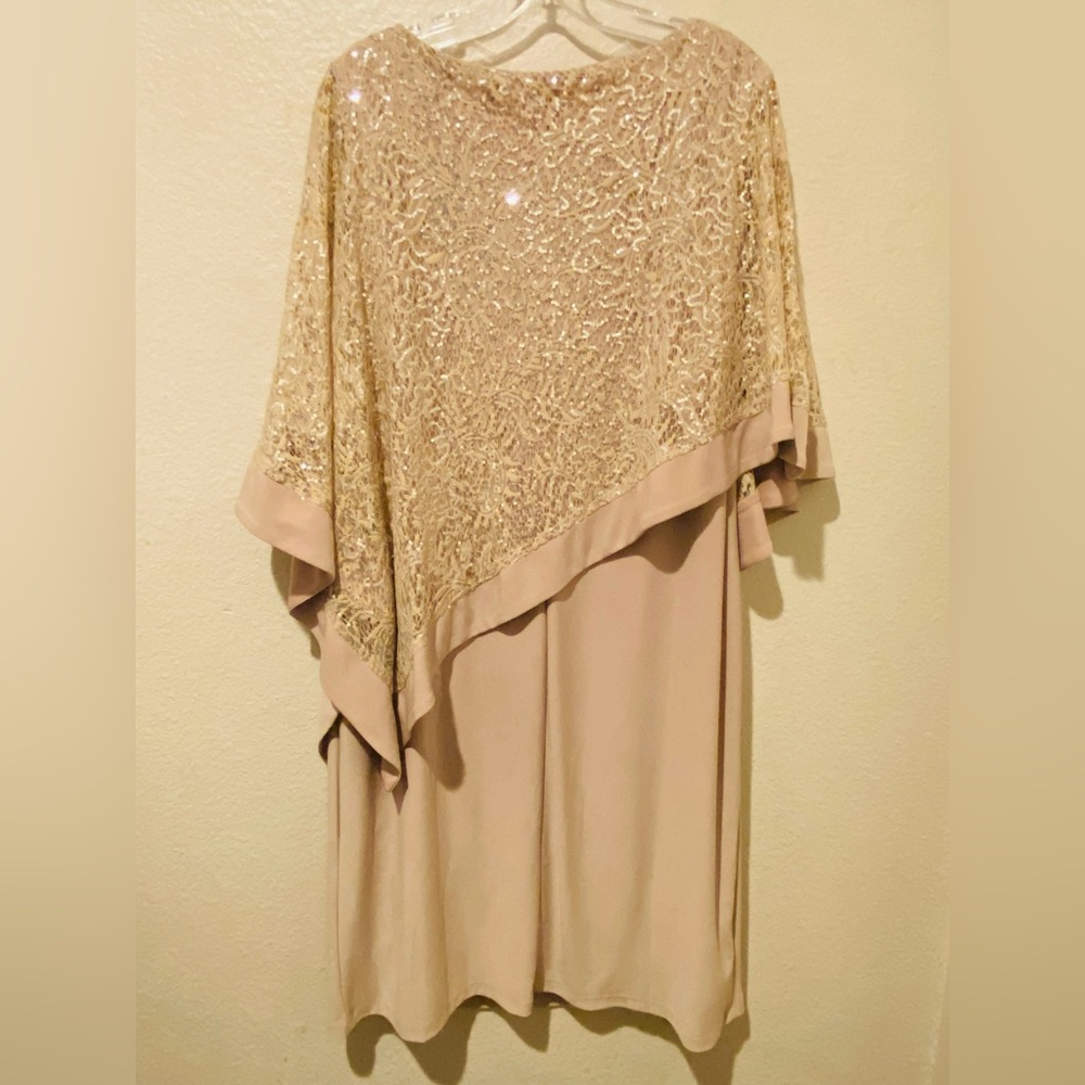 Dress Barn Gold Asymmetrical Sequin Dress - Picture 9 of 9